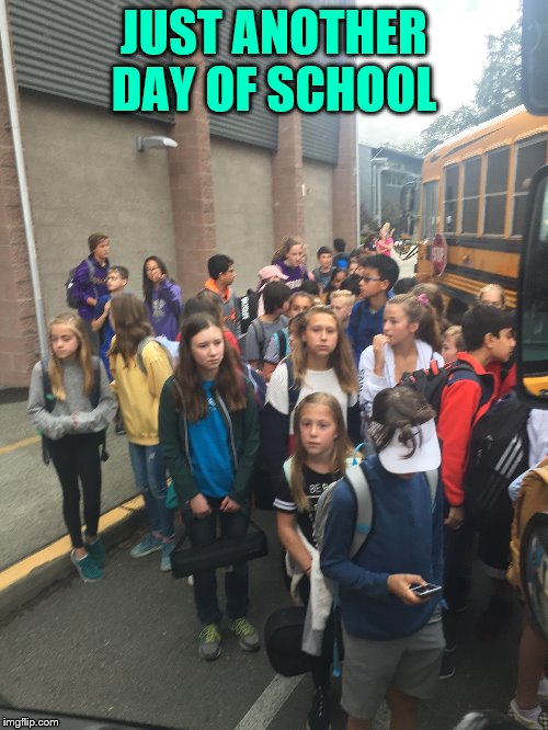 Welcome back to school | JUST ANOTHER DAY OF SCHOOL | image tagged in school,middle school,imfrosty,frostystarlord | made w/ Imgflip meme maker