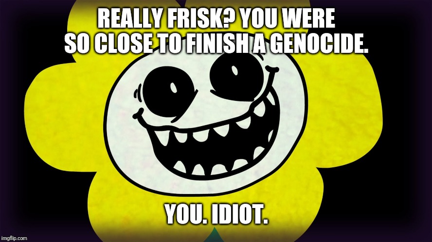 Undertale | REALLY FRISK? YOU WERE SO CLOSE TO FINISH A GENOCIDE. YOU. IDIOT. | image tagged in undertale | made w/ Imgflip meme maker