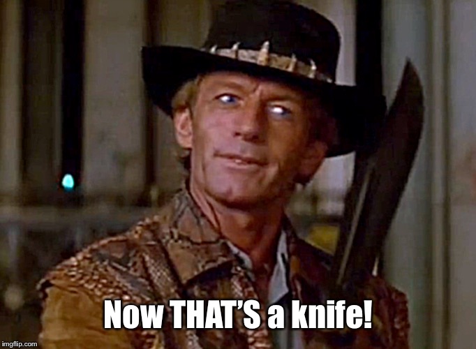Crocodile Dundee Knife | Now THAT’S a knife! | image tagged in crocodile dundee knife | made w/ Imgflip meme maker