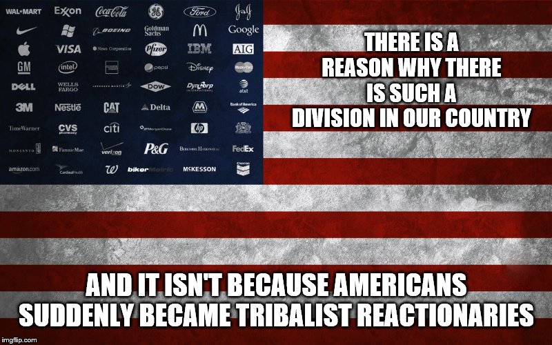 THERE IS A REASON WHY THERE IS SUCH A DIVISION IN OUR COUNTRY AND IT ISN'T BECAUSE AMERICANS SUDDENLY BECAME TRIBALIST REACTIONARIES | made w/ Imgflip meme maker