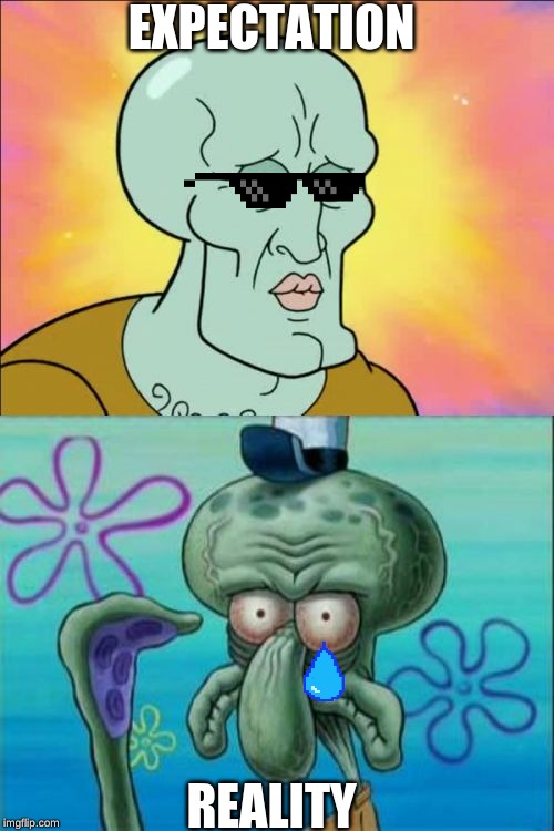 Squidward | EXPECTATION; REALITY | image tagged in memes,squidward | made w/ Imgflip meme maker