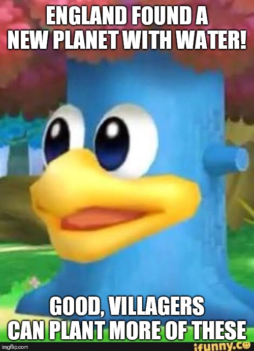 We found that K2-18b has water in it's atmosphere | ENGLAND FOUND A NEW PLANET WITH WATER! GOOD, VILLAGERS CAN PLANT MORE OF THESE | image tagged in space,king dedede,villager | made w/ Imgflip meme maker