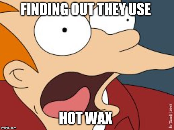 fry screaming  | FINDING OUT THEY USE HOT WAX | image tagged in fry screaming | made w/ Imgflip meme maker