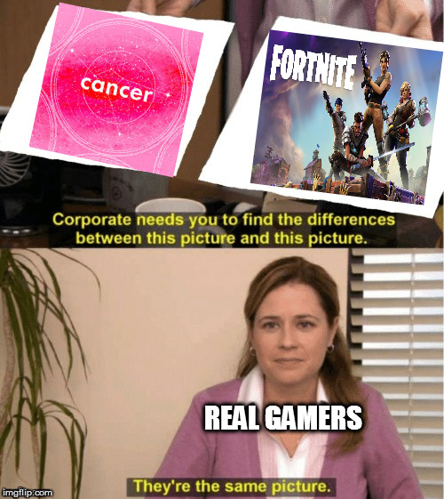 They're The Same Picture Meme | REAL GAMERS | image tagged in office same picture | made w/ Imgflip meme maker
