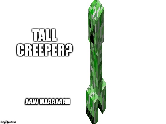 Blank White Template | TALL CREEPER? AAW MAAAAAAN | image tagged in blank white template | made w/ Imgflip meme maker