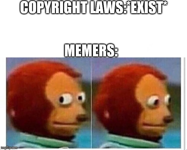 COPYRIGHT LAWS:*EXIST*; MEMERS: | image tagged in awkward muppet,memes,funny memes | made w/ Imgflip meme maker