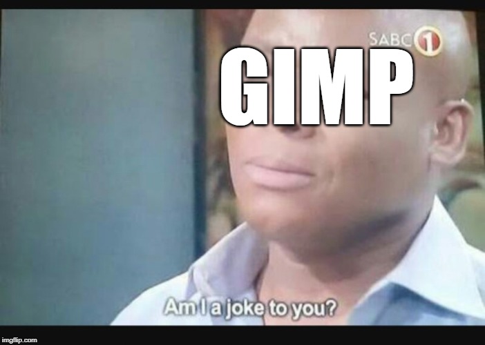 Am I a joke to you? | GIMP | image tagged in am i a joke to you | made w/ Imgflip meme maker