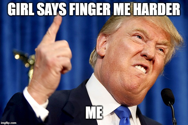 Donald Trump | GIRL SAYS FINGER ME HARDER; ME | image tagged in donald trump | made w/ Imgflip meme maker