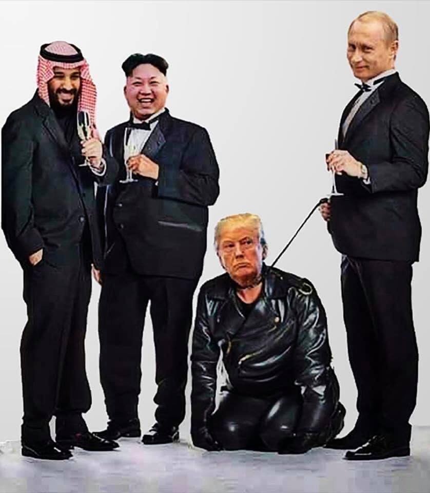 High Quality MBS, Kim, Putin and their pet Trump Blank Meme Template