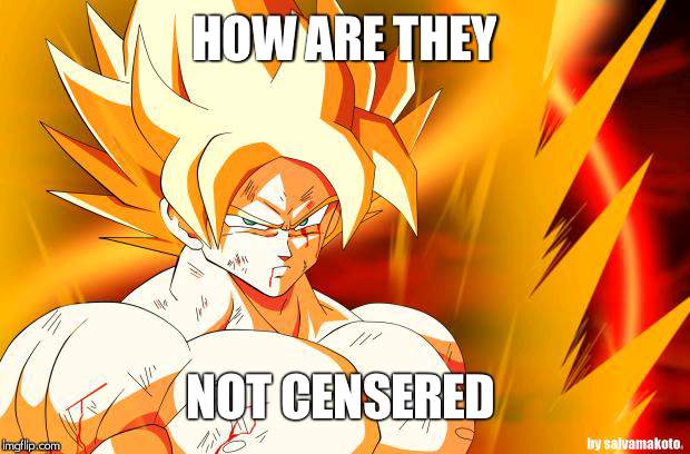 goku beat up super saiyan | HOW ARE THEY; NOT CENSERED | image tagged in goku beat up super saiyan | made w/ Imgflip meme maker