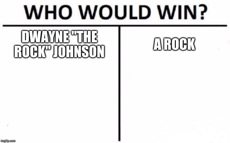 Who Would Win? | DWAYNE "THE ROCK" JOHNSON; A ROCK | image tagged in memes,who would win | made w/ Imgflip meme maker
