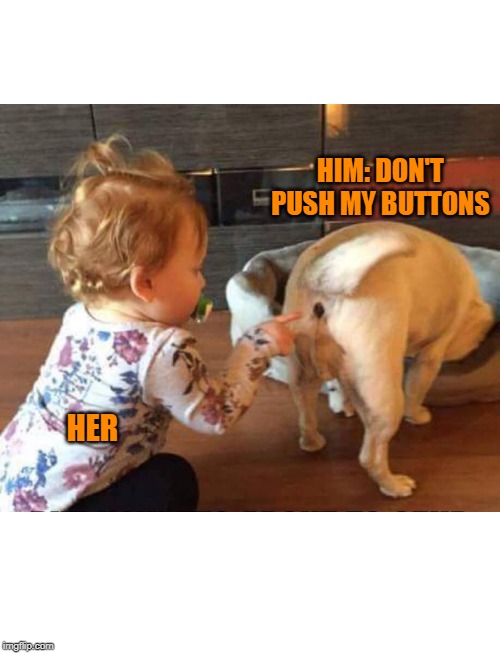 Poke | HIM: DON'T PUSH MY BUTTONS; HER | image tagged in buttons | made w/ Imgflip meme maker