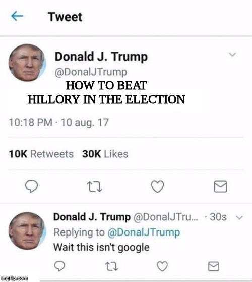 Trump Twitter | HOW TO BEAT HILLORY IN THE ELECTION | image tagged in trump twitter | made w/ Imgflip meme maker