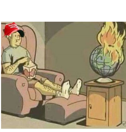 MAGA HAT WATCHES WORLD BURN Blank Meme Template