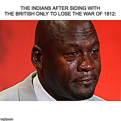 THE INDIANS AFTER SIDING WITH THE BRITISH ONLY TO LOSE THE WAR OF 1812: | image tagged in politics,memes,reactions | made w/ Imgflip meme maker