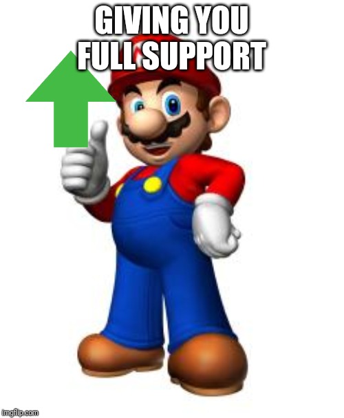 Mario Thumbs Up | GIVING YOU FULL SUPPORT | image tagged in mario thumbs up | made w/ Imgflip meme maker