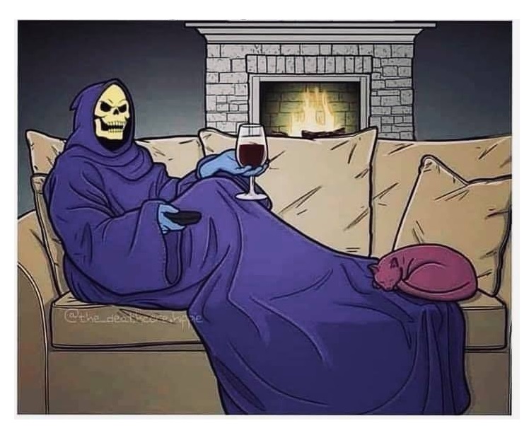 High Quality SKELETOR AT HOME SNUGGIE WINE Blank Meme Template