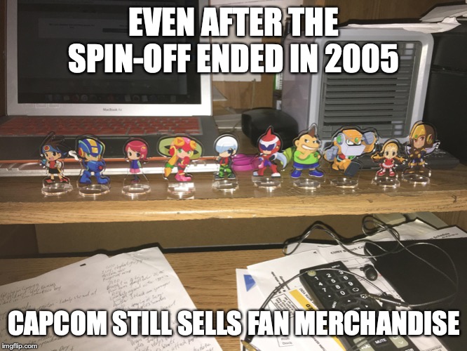 Megaman Battle Network Acrylic Standees | EVEN AFTER THE SPIN-OFF ENDED IN 2005; CAPCOM STILL SELLS FAN MERCHANDISE | image tagged in megaman,megaman nt warrior,memes | made w/ Imgflip meme maker