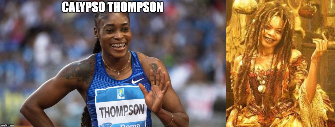 Calypso Thompson | CALYPSO THOMPSON | image tagged in calypso thompson,calypso,track and field,running,elaine thompson,jamaican | made w/ Imgflip meme maker