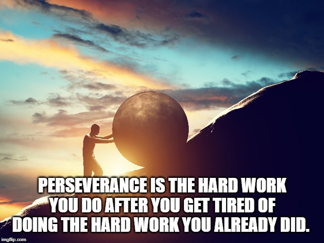 Perseverance | PERSEVERANCE IS THE HARD WORK YOU DO AFTER YOU GET TIRED OF DOING THE HARD WORK YOU ALREADY DID. | image tagged in quotes | made w/ Imgflip meme maker