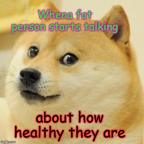 Doge | Whena fat person starts talking; about how healthy they are | image tagged in memes,doge | made w/ Imgflip meme maker