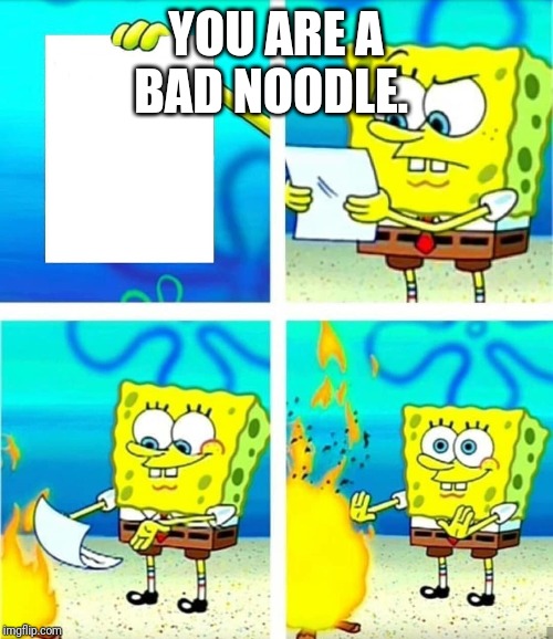 Spongebob Burn Note | YOU ARE A BAD NOODLE. | image tagged in spongebob burn note | made w/ Imgflip meme maker