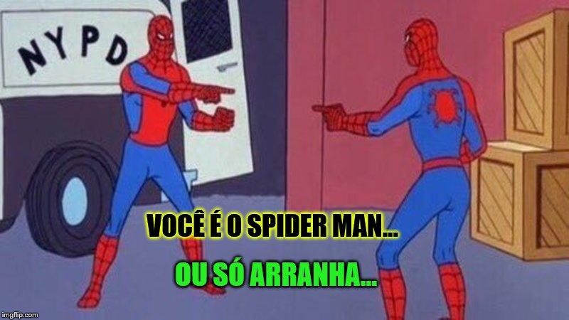 spiderman accusing | VOCÊ É O SPIDER MAN... OU SÓ ARRANHA... | image tagged in spiderman accusing | made w/ Imgflip meme maker