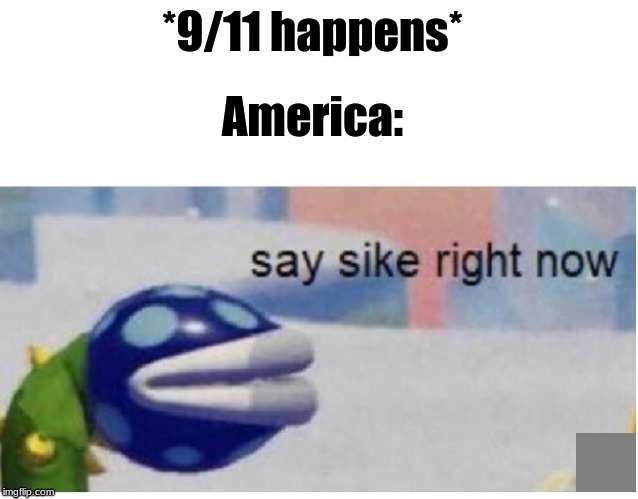 say sike right now | *9/11 happens*; America: | image tagged in say sike right now | made w/ Imgflip meme maker