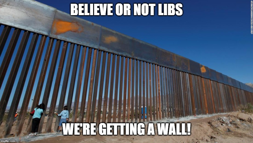 WINNING | BELIEVE OR NOT LIBS; WE'RE GETTING A WALL! | image tagged in winning,border wall,maga,haha | made w/ Imgflip meme maker