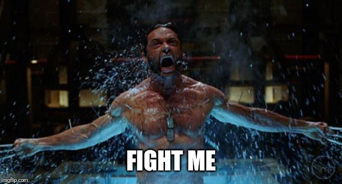 WOLVERINE | FIGHT ME | image tagged in wolverine | made w/ Imgflip meme maker