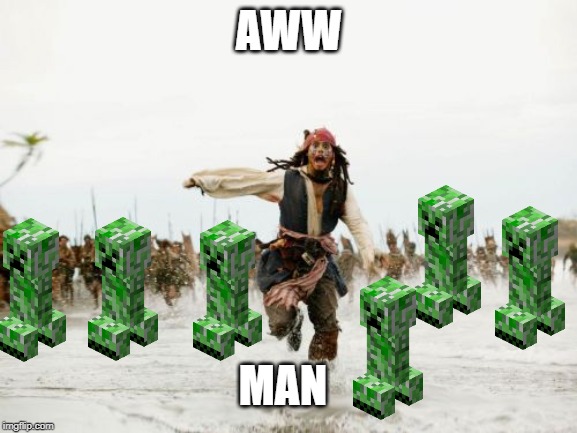 Jack Sparrow Being Chased | AWW; MAN | image tagged in memes,jack sparrow being chased | made w/ Imgflip meme maker