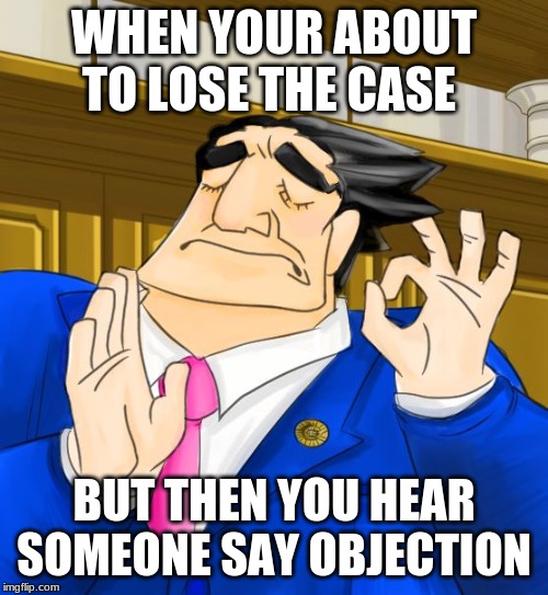 He's lucky a'll give him that | WHEN YOUR ABOUT TO LOSE THE CASE; BUT THEN YOU HEAR SOMEONE SAY OBJECTION | image tagged in pacha phoenix wright | made w/ Imgflip meme maker
