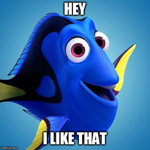 Dory from Finding Nemo | HEY I LIKE THAT | image tagged in dory from finding nemo | made w/ Imgflip meme maker