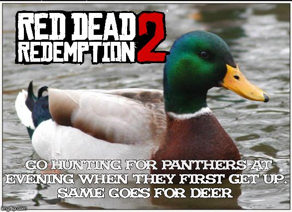 Red dead redemption 2 Panther advice | image tagged in memes,actual advice mallard,hunting,advice,gaming,western | made w/ Imgflip meme maker