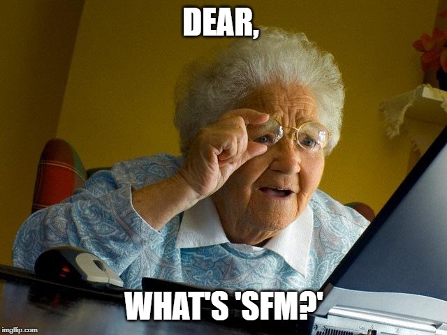 Grandma Finds The Internet Meme | DEAR, WHAT'S 'SFM?' | image tagged in memes,grandma finds the internet | made w/ Imgflip meme maker