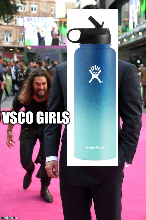 Vsco girls attack | VSCO GIRLS | image tagged in jason momoa henry cavill meme,vsco girl,vsco girl meme | made w/ Imgflip meme maker
