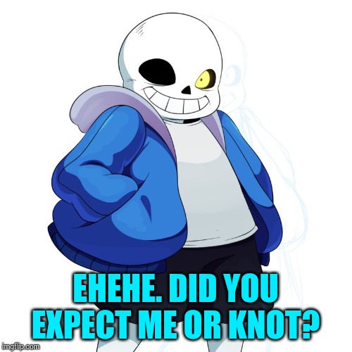 Sans Undertale | EHEHE. DID YOU EXPECT ME OR KNOT? | image tagged in sans undertale | made w/ Imgflip meme maker