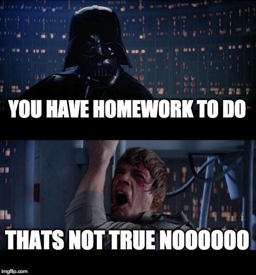 Star Wars No | YOU HAVE HOMEWORK TO DO; THATS NOT TRUE NOOOOOO | image tagged in memes,star wars no | made w/ Imgflip meme maker