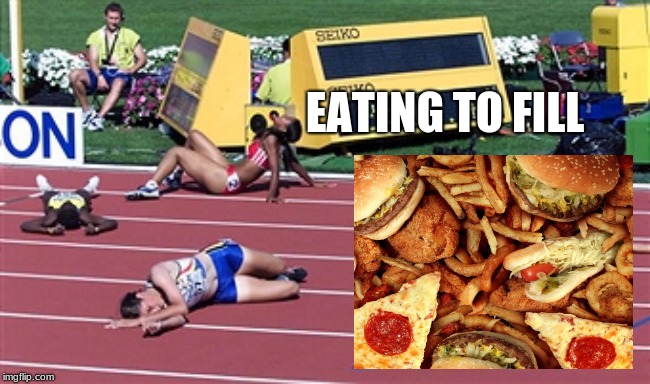 Healthy Eating #2 | EATING TO FILL | image tagged in sports | made w/ Imgflip meme maker