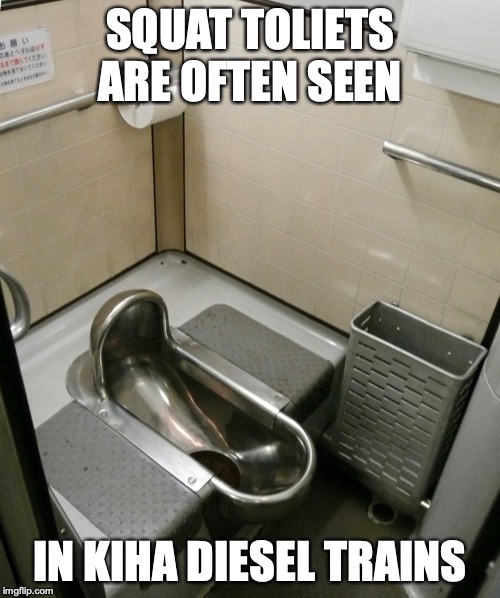 Squat Toliet on a Diesel Train | SQUAT TOLIETS ARE OFTEN SEEN; IN KIHA DIESEL TRAINS | image tagged in toliet,train,memes,public transport | made w/ Imgflip meme maker