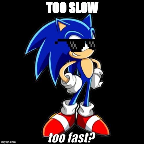 You're Too Slow Sonic | TOO SLOW; too fast? | image tagged in memes,youre too slow sonic | made w/ Imgflip meme maker