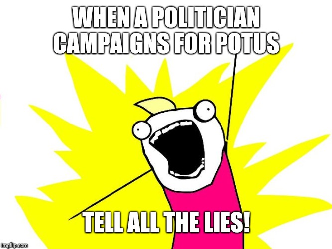 Do all the things | WHEN A POLITICIAN CAMPAIGNS FOR POTUS; TELL ALL THE LIES! | image tagged in do all the things | made w/ Imgflip meme maker