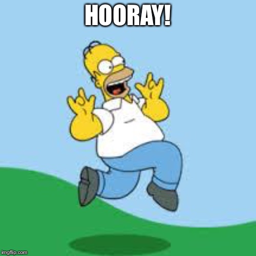 Hooray Homer | HOORAY! | image tagged in hooray homer | made w/ Imgflip meme maker