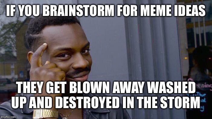 Roll Safe Think About It Meme | IF YOU BRAINSTORM FOR MEME IDEAS THEY GET BLOWN AWAY WASHED UP AND DESTROYED IN THE STORM | image tagged in memes,roll safe think about it | made w/ Imgflip meme maker
