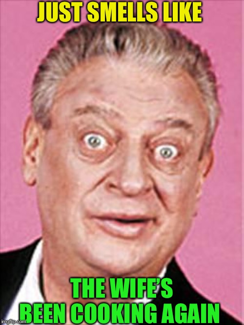 rodney dangerfield | JUST SMELLS LIKE THE WIFE’S BEEN COOKING AGAIN | image tagged in rodney dangerfield | made w/ Imgflip meme maker