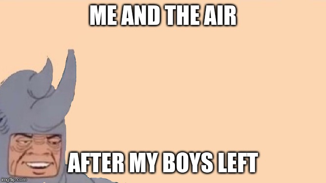 I'm starting to understand the meme now and I like it. | ME AND THE AIR; AFTER MY BOYS LEFT | image tagged in me and the boys just me,me and the boys | made w/ Imgflip meme maker