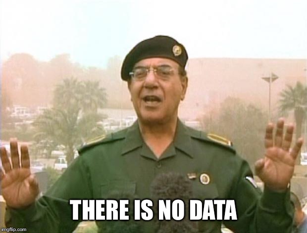 Iraqi Information Minister | THERE IS NO DATA | image tagged in iraqi information minister | made w/ Imgflip meme maker