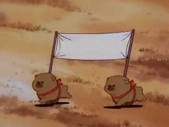 High Quality Two dogs carrying a banner Blank Meme Template