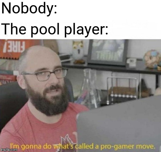 Pro Gamer move | Nobody: The pool player: | image tagged in pro gamer move | made w/ Imgflip meme maker