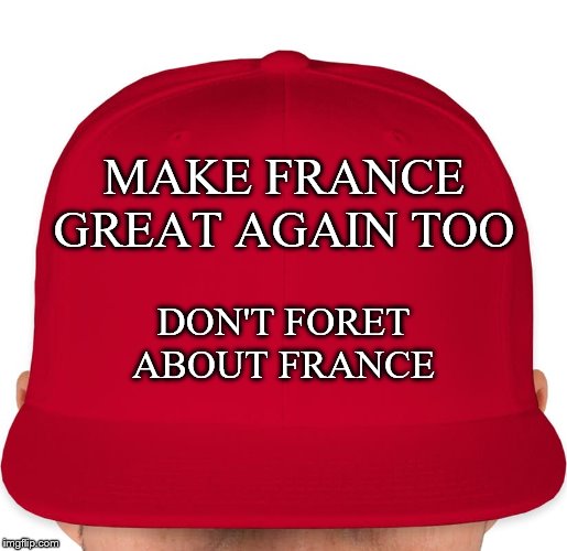 France was once a strong country | MAKE FRANCE GREAT AGAIN TOO; DON'T FORET
ABOUT FRANCE | image tagged in maga,france,make america great again,wwii,clothing,clothes | made w/ Imgflip meme maker